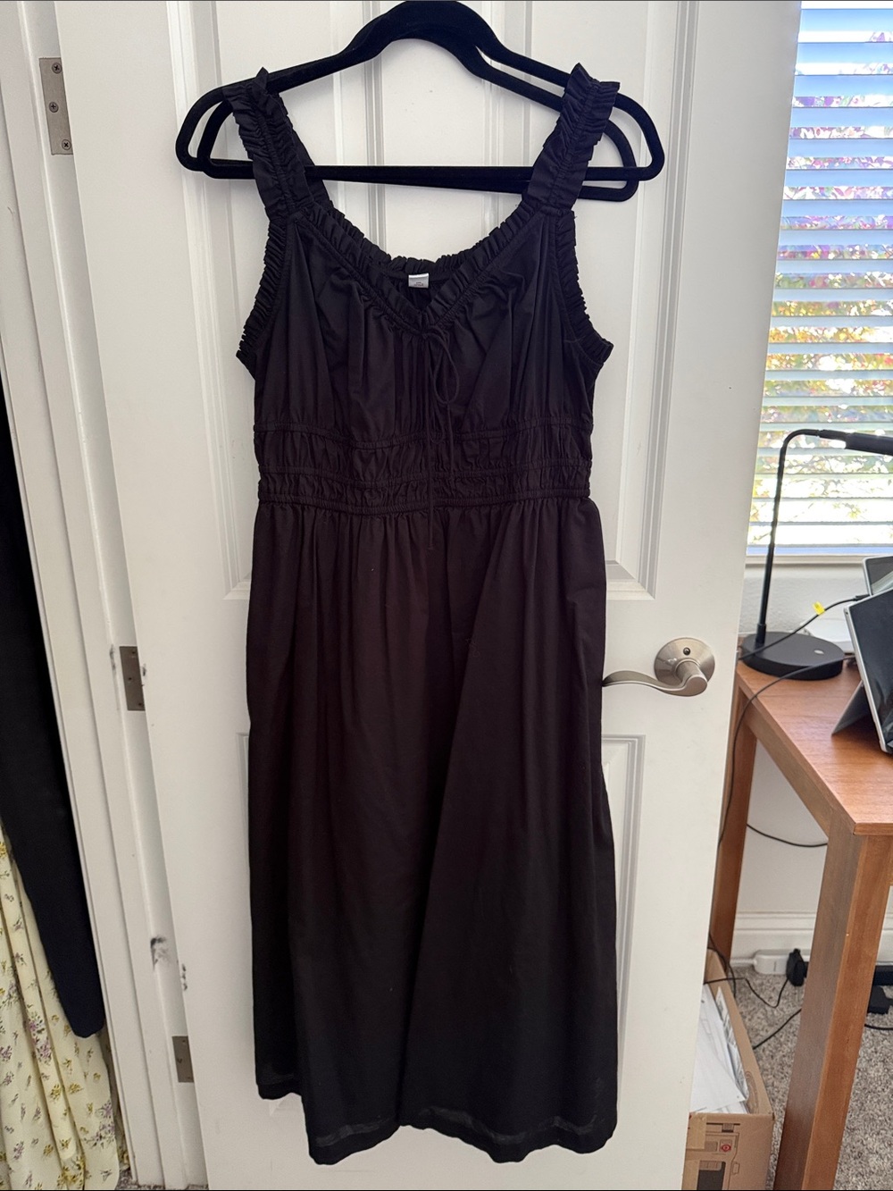 Old Navy Black Ruched-Strap Midi Dress